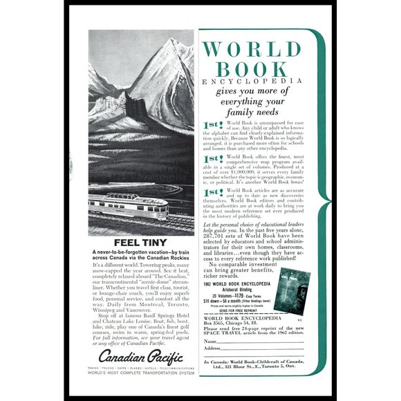 1962 Canadian Pacific Railroad Rockies by Train Vintage Print Ad Feel Tiny Art - Picture 2 of 2